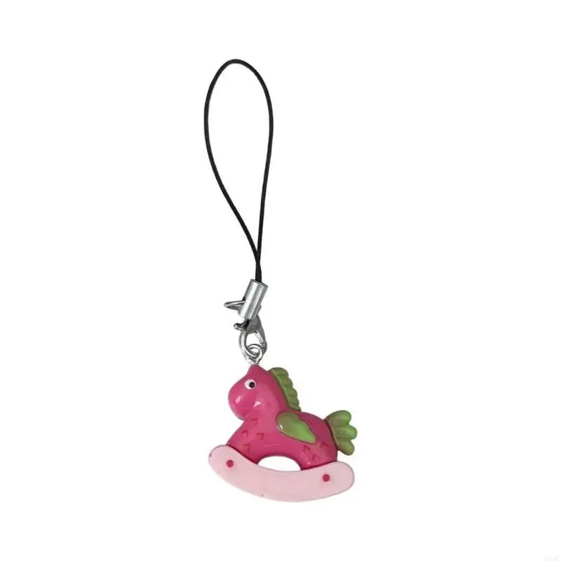 Bright Colorful Resin Phone Lanyard Keychain Adorable Horse Charm Lightweight Keyring Accessory For Girls 