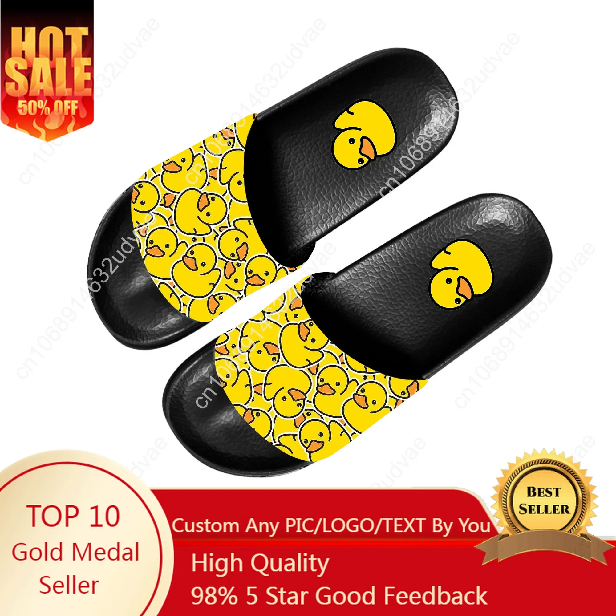 

Yellow Duck Slippers Home Custom Water Shoes Men Women Teenagers Bathroom Beach Pool Sandals That Can Be Worn Outside
