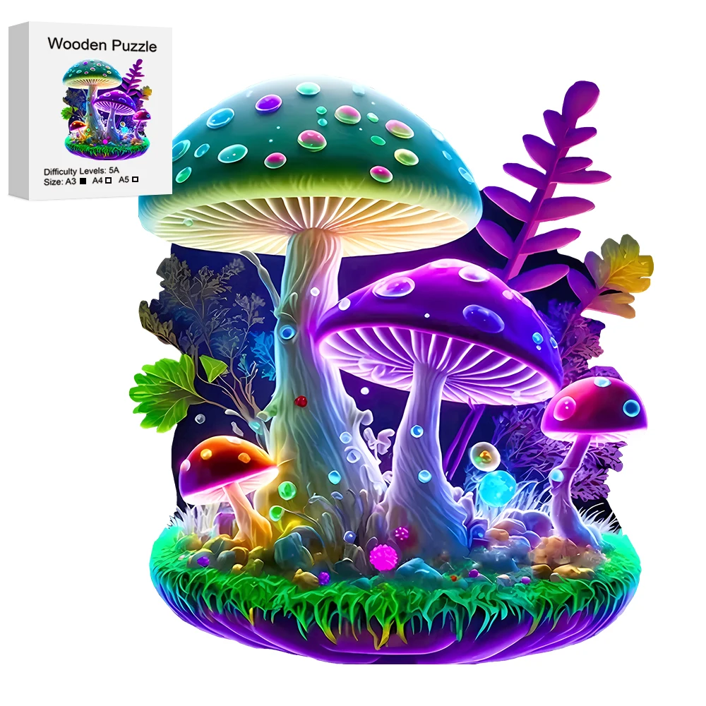 Mushroom Creative Wooden Puzzle for Adults, Uniquely Irregular Animal Shaped Wooden Toys, Creative Handmade Decorations, Holiday Gifts Home Decor Family Game