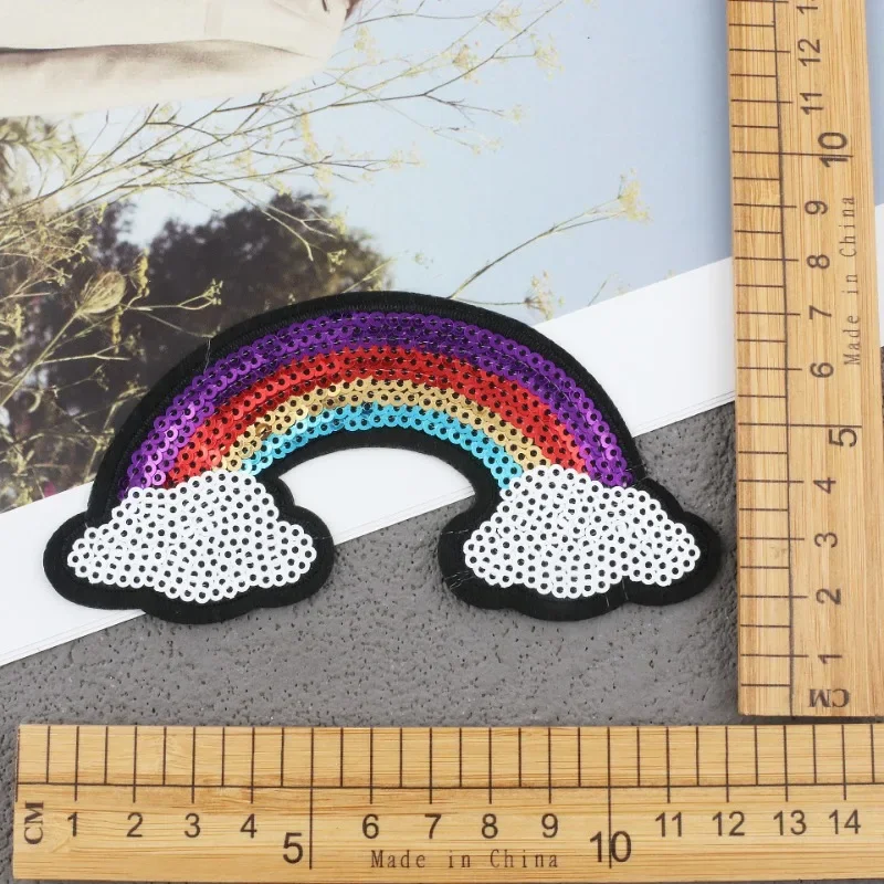 Meteor Cloth Sticker Cartoon Little Rainbow Embroidery Sticker Combination Cloud Embroidery Chapter Boy Decorative Sequins