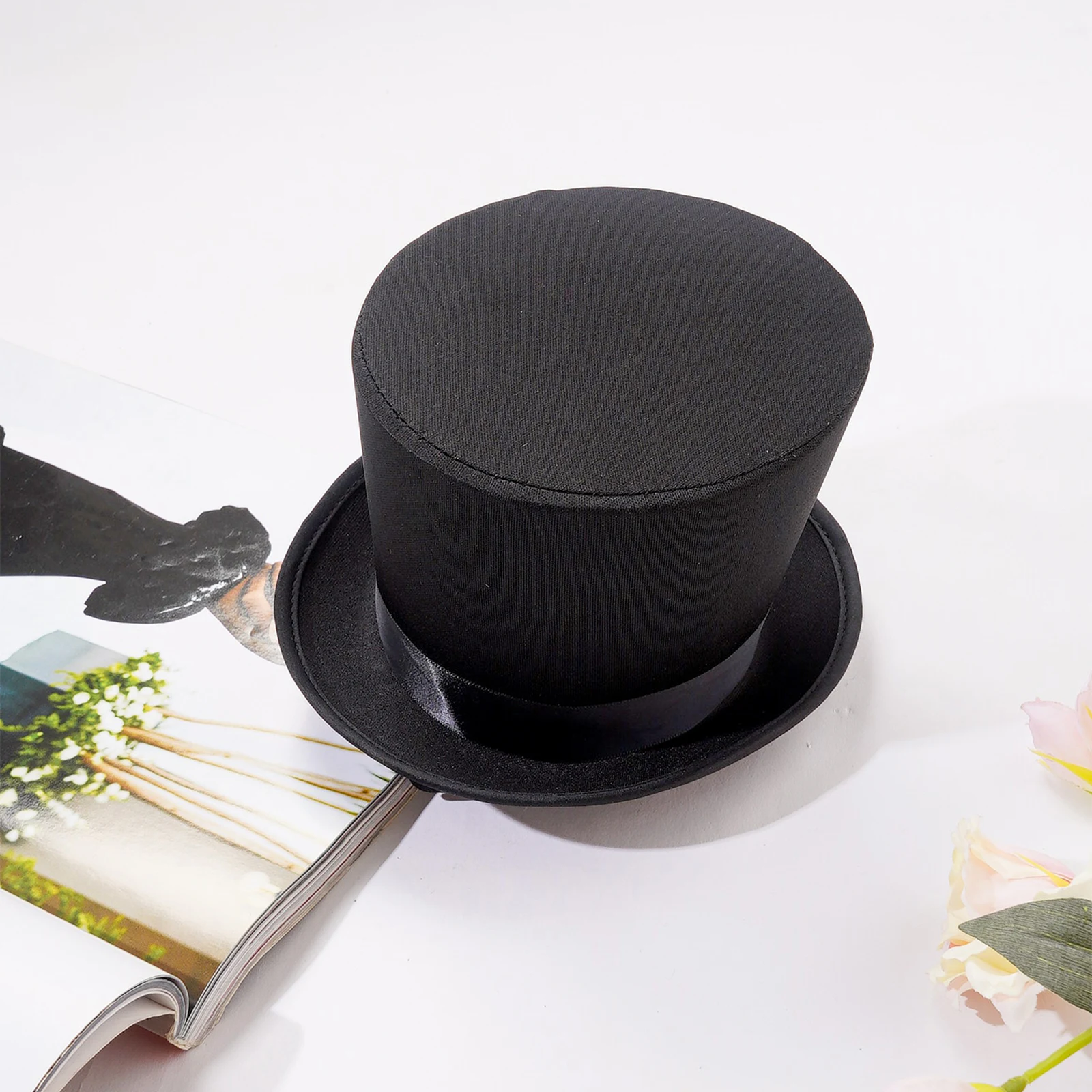 Black Top Hat Magician Performed Hat Hair Hoop Hairpin Banquet Ball Magic Stage Performances Show for Adult Kid Party Fedora Hat