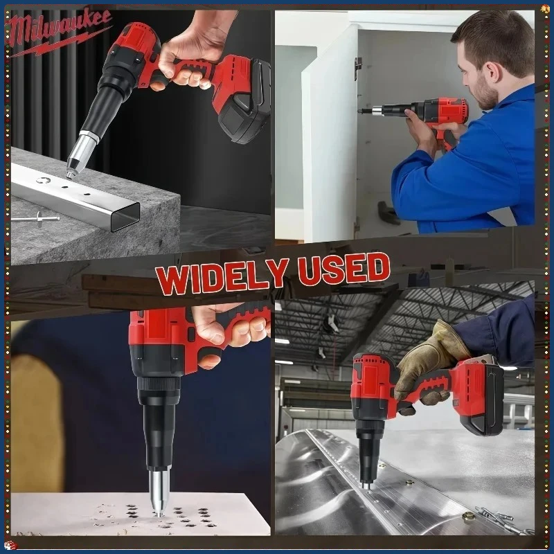 Milwaukee 4.8MM Cordless Electric Riveter Gun Brushless Rivet Riveting Tool Dengan Lampu LED Untuk Baterai Milwaukee