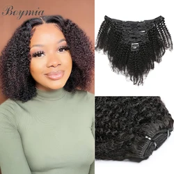 Afro Kinky Curly Clip Ins Hair Extension Human Hair Mongolian Kinky Curly Human Hair Clip Ins Extension For Black 120G Full Head