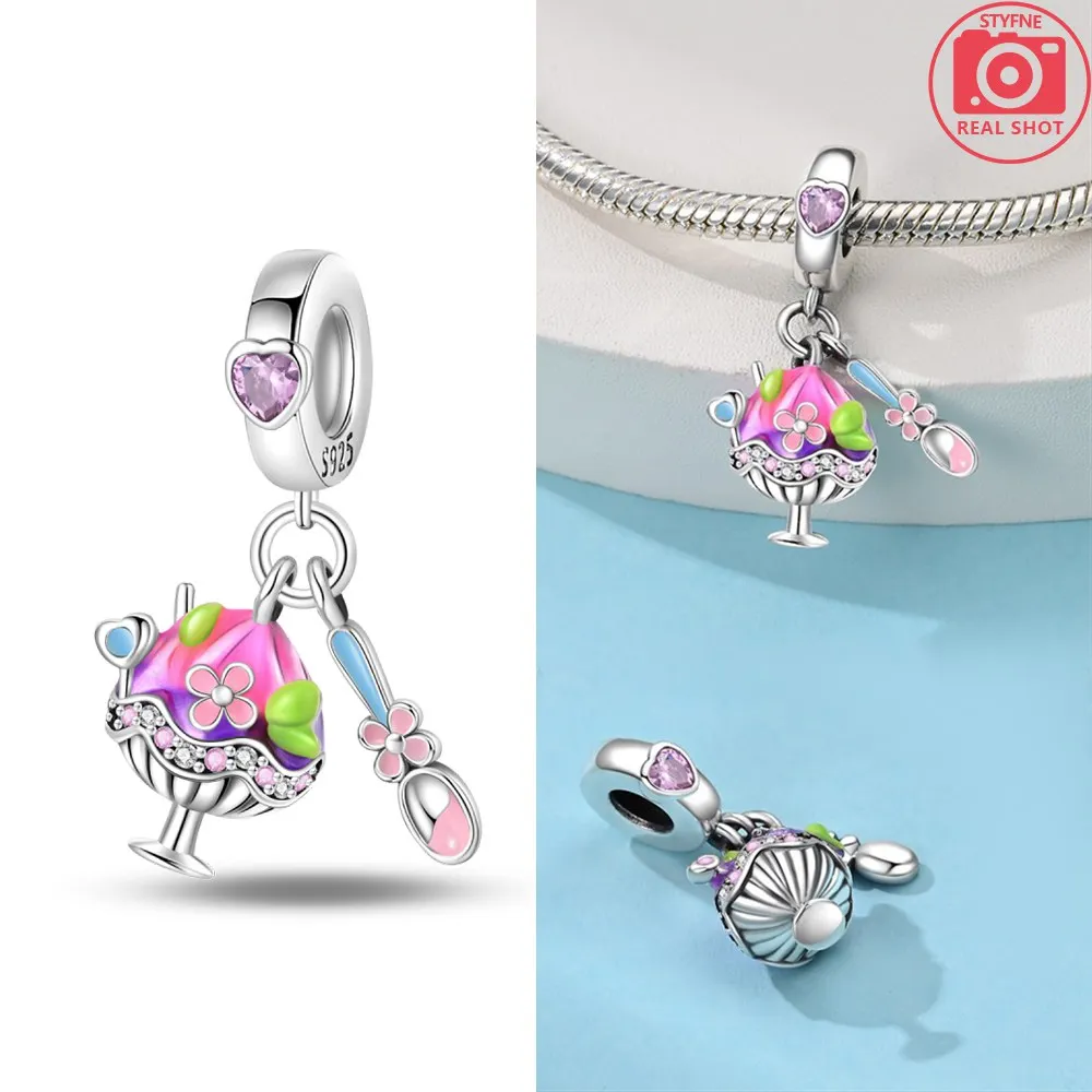 Charms Plata Summer Ice Cream Anhänger Silberfarben für Charms Silberfarben Original Armband für die Schmuckherstellung