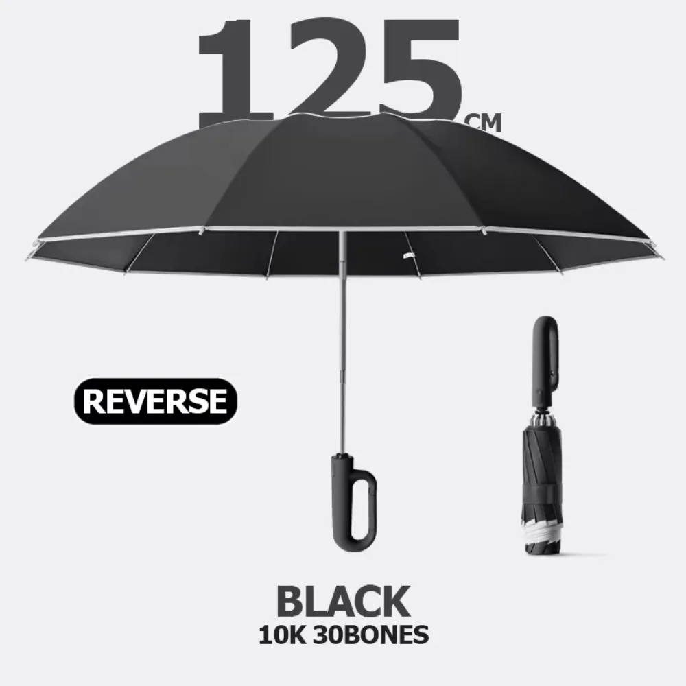 Men Women Fully Automatic Reverse Folding Umbrella For Rain Fully Automatic Folding Revse Windproof Reflective Stripe Umbrellas