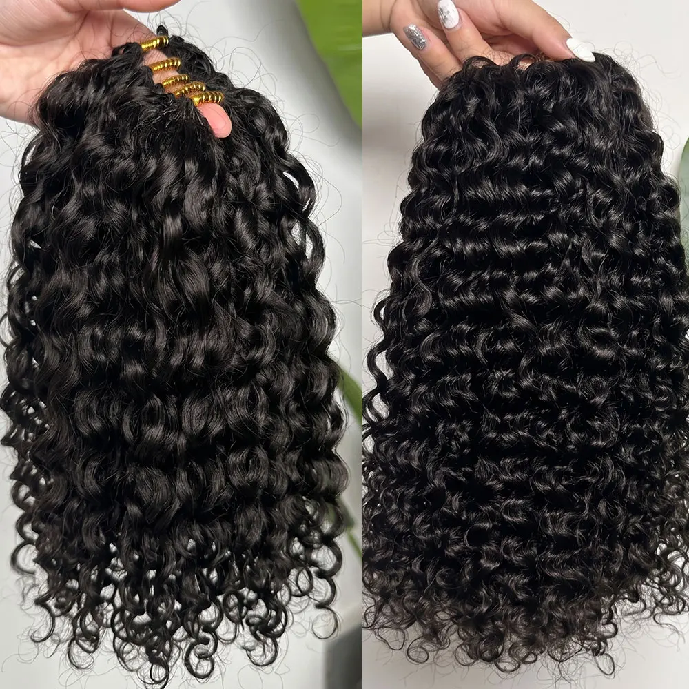 For Braiding Boho Braids Loops Hook Curly 100% Human Hair Extension 2 3 4 5 Pcs Light Small Spirals Loops Feather Miracle Hair Hooks Pre Separated Without Knot 60g/Bundle Deep Wave Human Hair Strands For Braiding Twist