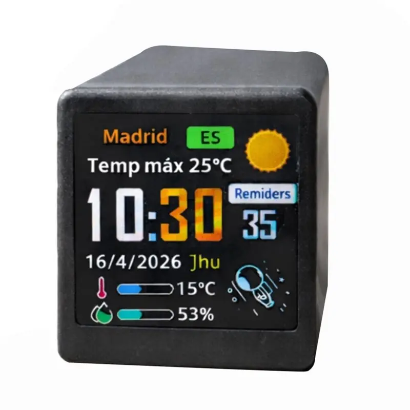 

[LXYA68Z!] Full-Screen Display Wifi Desktop Weather Clock Spanish Language Temperature Humidity Animation GIF Clock