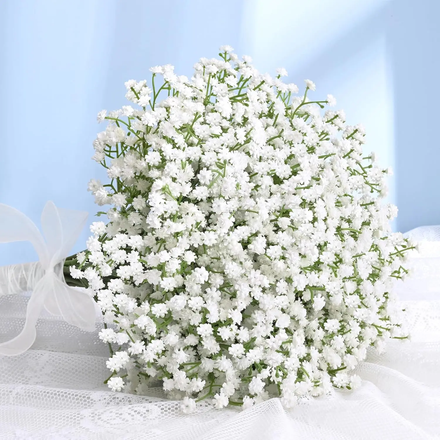 

Babys Breath Artificial Flowers, 60 Pcs Long Stem Baby Breath Flowers Artificial Bulk, Real Touch White Fake Babys Breat