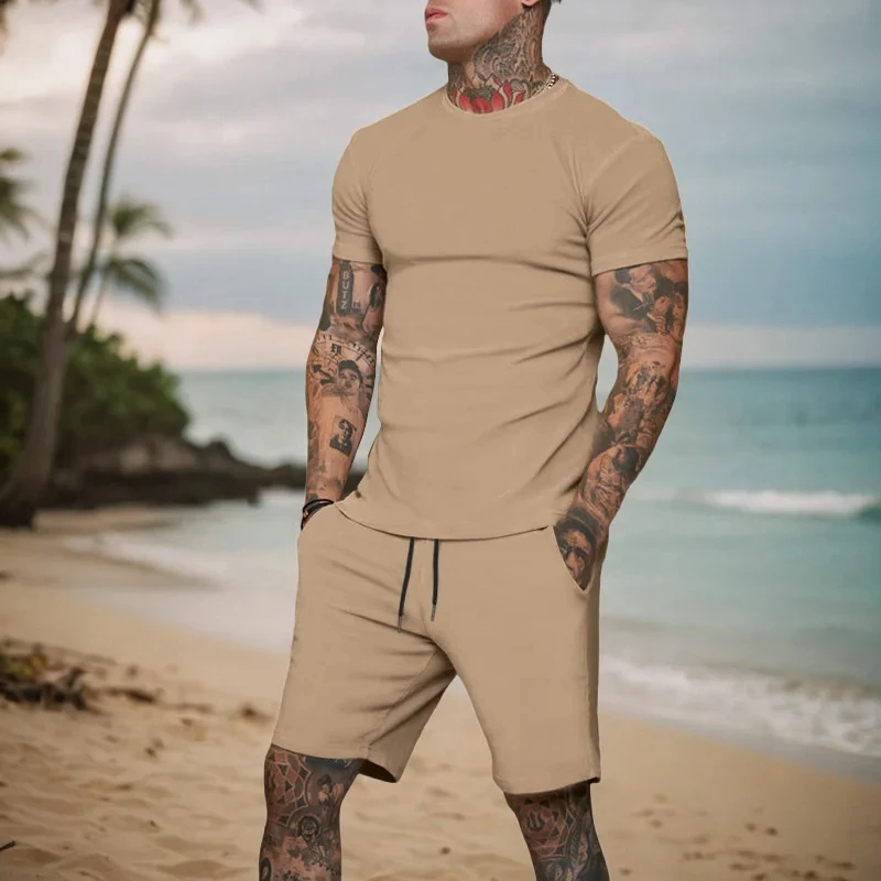 2024 new men\'s sportswear short sleeved T-shirt and sports shorts summer casual jogging pants set men\'s two-piece set