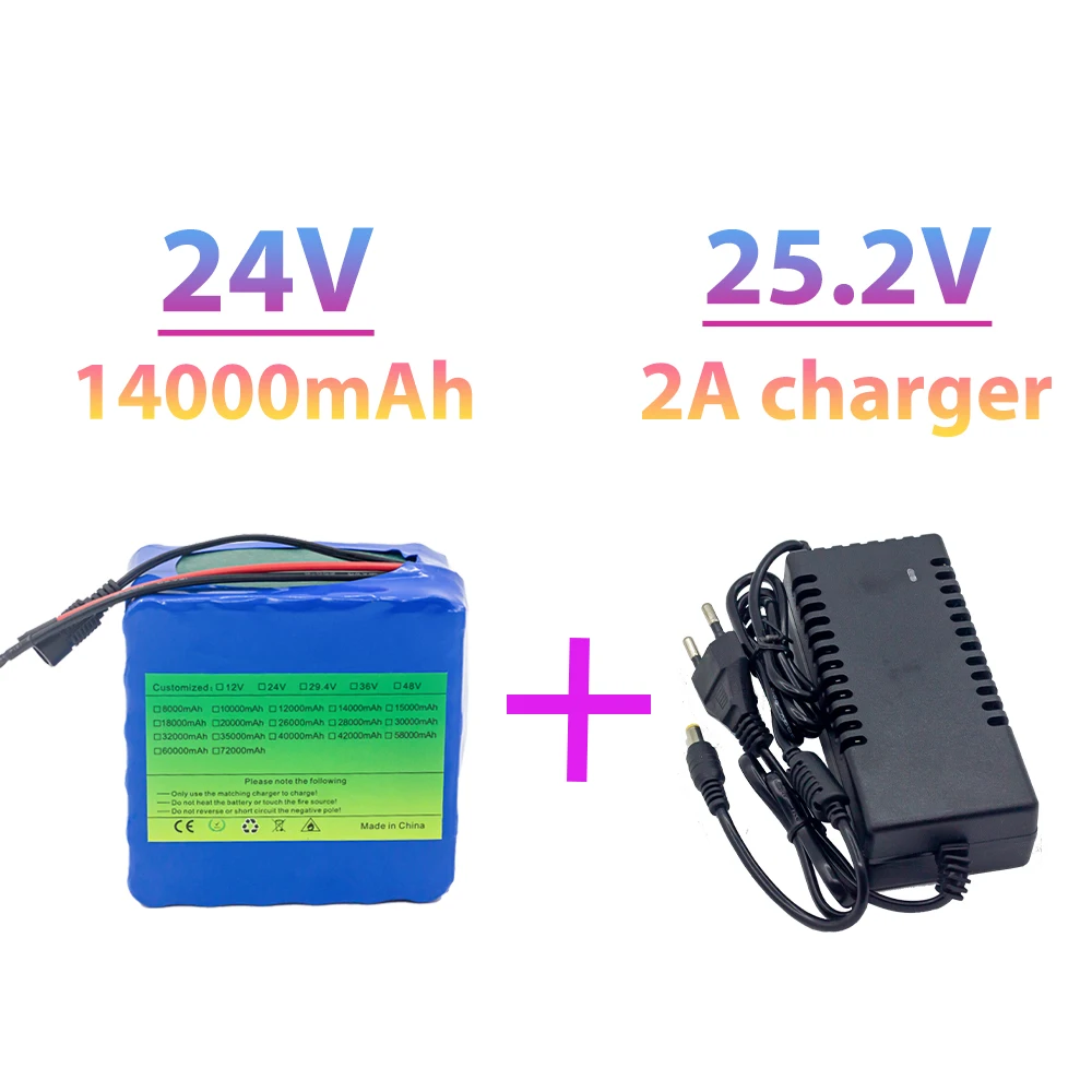 6S6P 24V 14Ah แบตเตอรี่14000MAh BMS ไฟฟ้ารถเข็นจักรยานของเล่นรถ18650แบตเตอรี่ Li-Ion + 25.2V