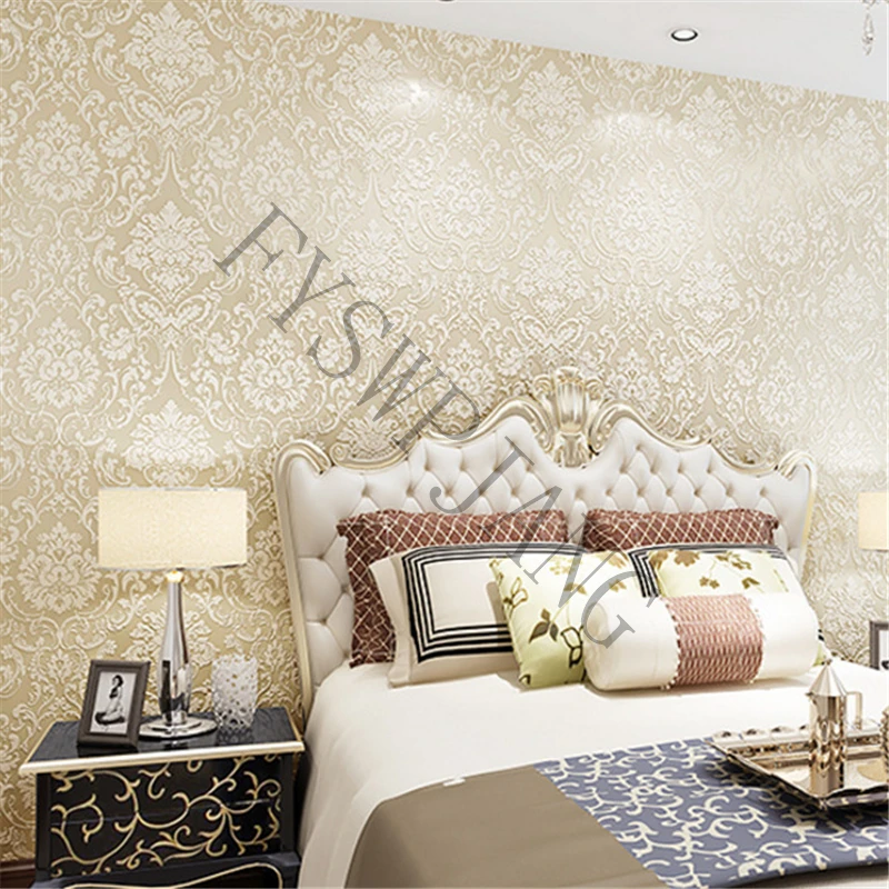 3D Non-Woven Wallpaper Damascus Wallpaper Bedroom Living Room Wall Luxury Decoration Sticker Home Decorative Wall Sticker
