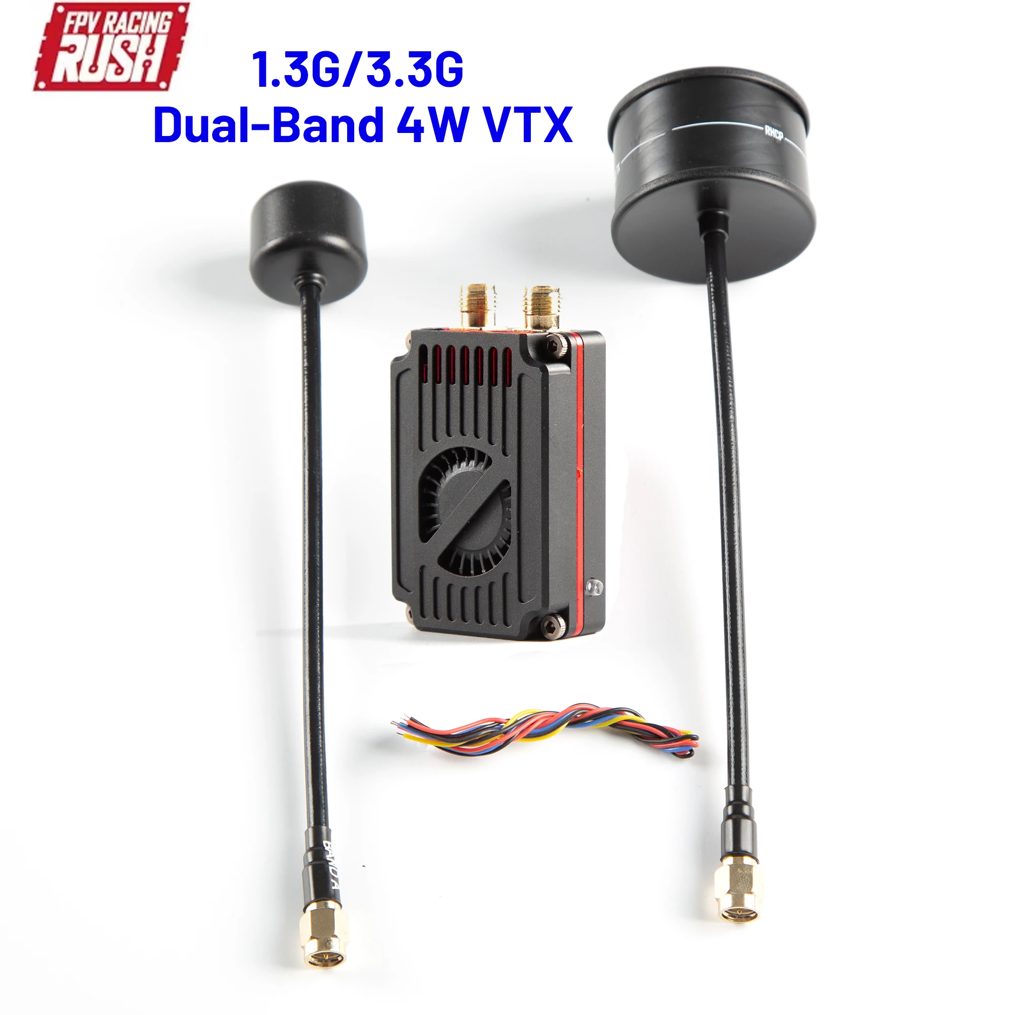 

Rushfpv 1.3G/3.3G DUAL BAND 4W VTX Transmitter Module with SMA Antenna Cooling System for Long Range FPV Quadcopter/ Drones VTX