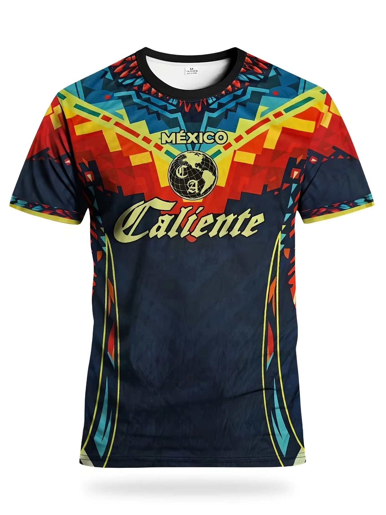 Camiseta de fútbol Copa America para hombre, sudadera cómoda con cuello redondo mexicano, estampado de civilización mexicana, ropa informal y de entrenamiento