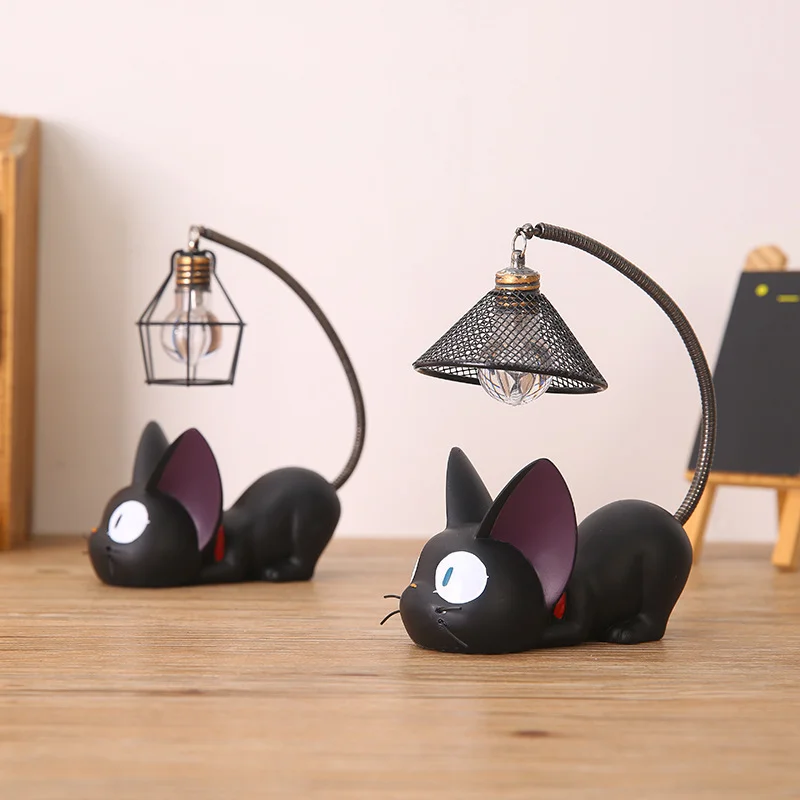 Romantico creativo animale gatto resina luce notturna artigianato decorazione desktop lampada da notte a LED bambini studenti presenti lampada da lettura
