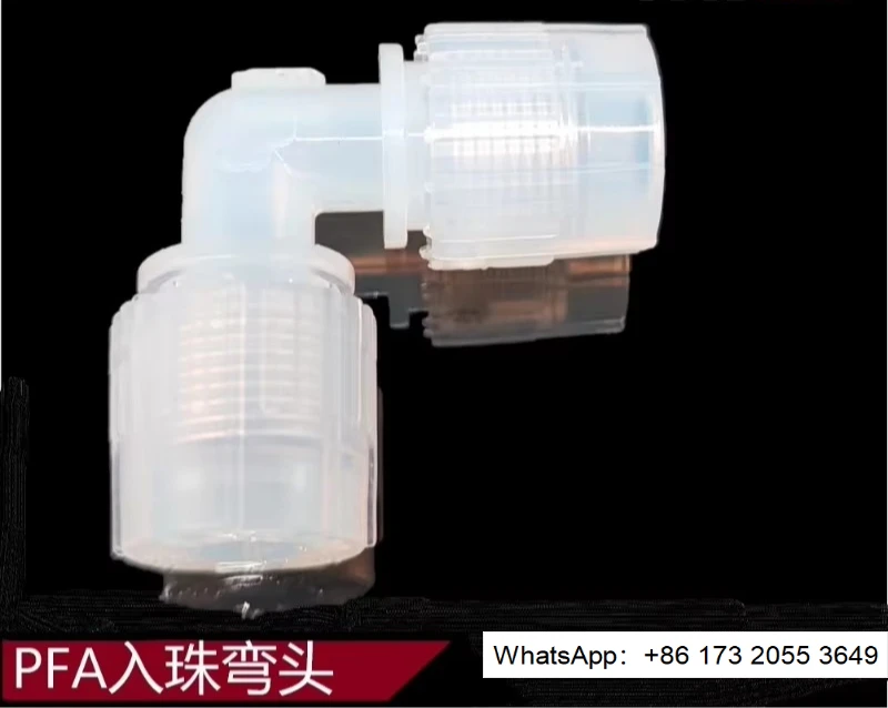 PFA Elbow Fitting PFA Tube Connector For High Purity Fluid Pipeline