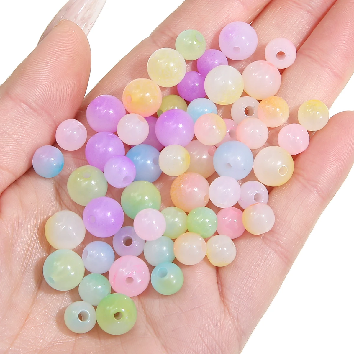 30/50Pcs 10mm 8mm Double Jelly Color Round Acrylic Beads Loose Spacer Beads For Jewelry Making DIY Bracelet Necklace Accessories