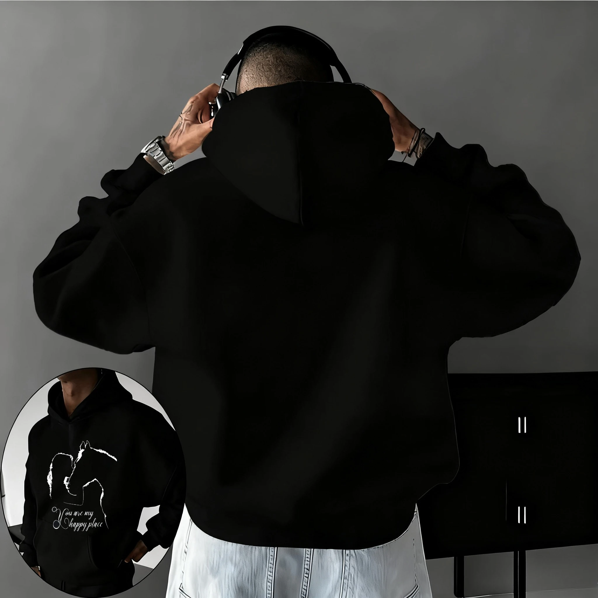 موضة جديدة الحصان والفتاة أنت بلدي مكان سعيد طباعة هوديي الخريف الشتاء الصوف طويلة الأكمام البلوز للنساء جولة الرقبة