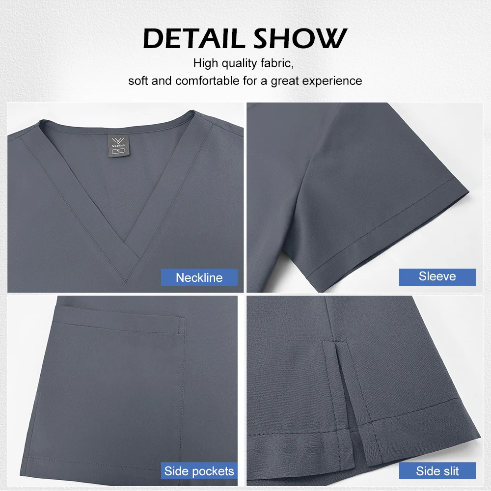 Clinical Uniform Woman Fashion V-Neck T-shirt Dental Women's Scrub Short Sleeve Tops Surgical Uniforms Nurse Doctor Work Clothes