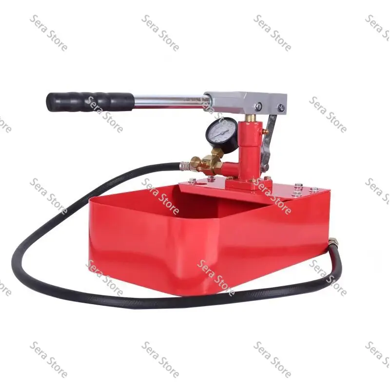 70KG 5L Hydraulic Manual Test Pump 7MPa Water Pipe Pressure Tester with Oil Pressure Gauge + High Pressure Pipe