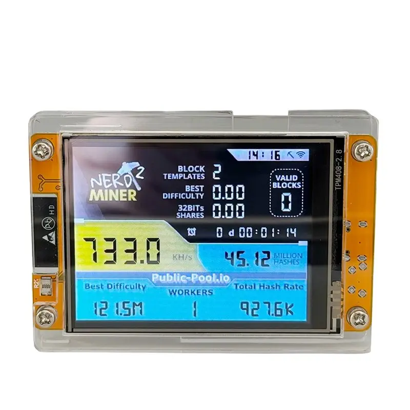 

Smart Touch Screen BTC Solo Miner 735Kh/S Nerdminer Upgraded Bitcoin Crypto Miner 2.8 Inch For Home Office Nmminernerdminer-N32R