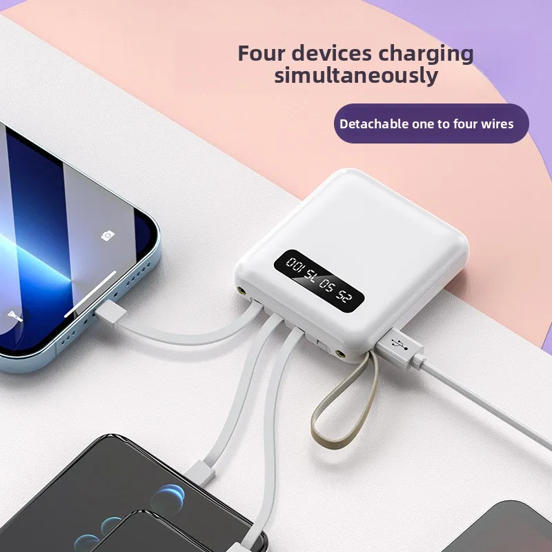 

Power Bank емкостью 10000 мАч со встроенным портативным CordMini, поставляется с 4 линиями, 4 выходами и 2 входами, подходит для большинства электроники