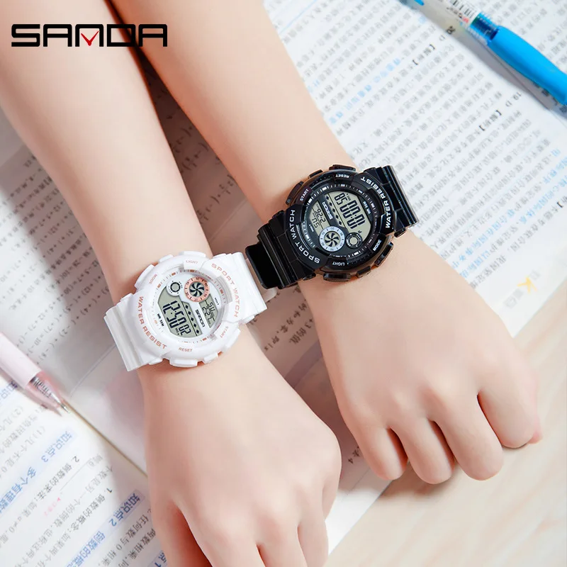 SANDA-reloj electrónico para hombre y mujer, pulsera luminosa, resistente al agua, creativa, para deportes al aire libre, regalo, 6114