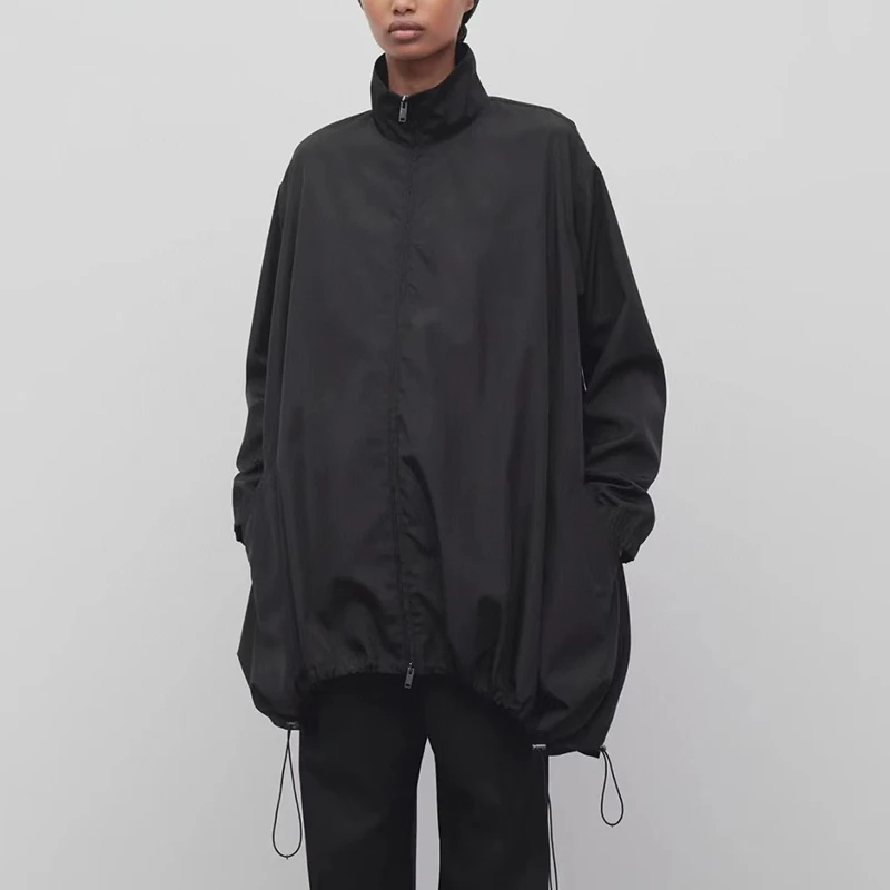 

Черная Асимметричная дыропробивная куртка, Женская свободная повседневная куртка, высококачественные уличные топы, осенняя новинка, 2024, y2k