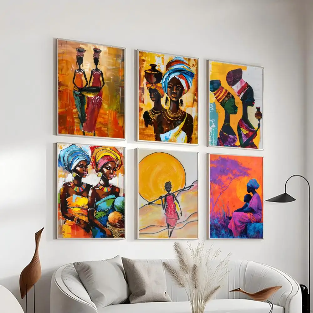 

Abstract Painting African Living Poster HD Art Sticky Wall Waterproof Home Living Room Bedroom Bar Aesthetic Decoration Gift
