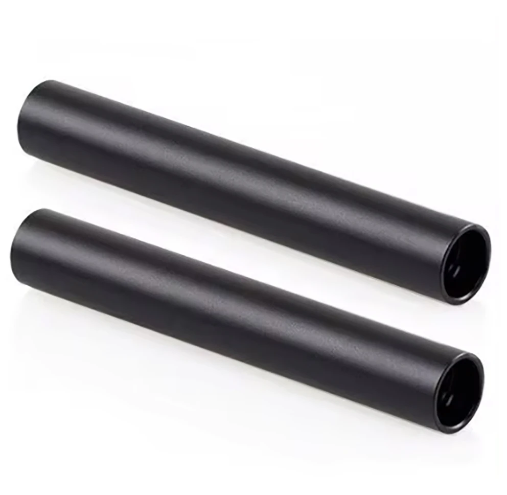 2x Black Aluminum Alloy 15mm Rod with M12 Female/ Inner Thread 15cm 6 Inch Long (pack of Two)