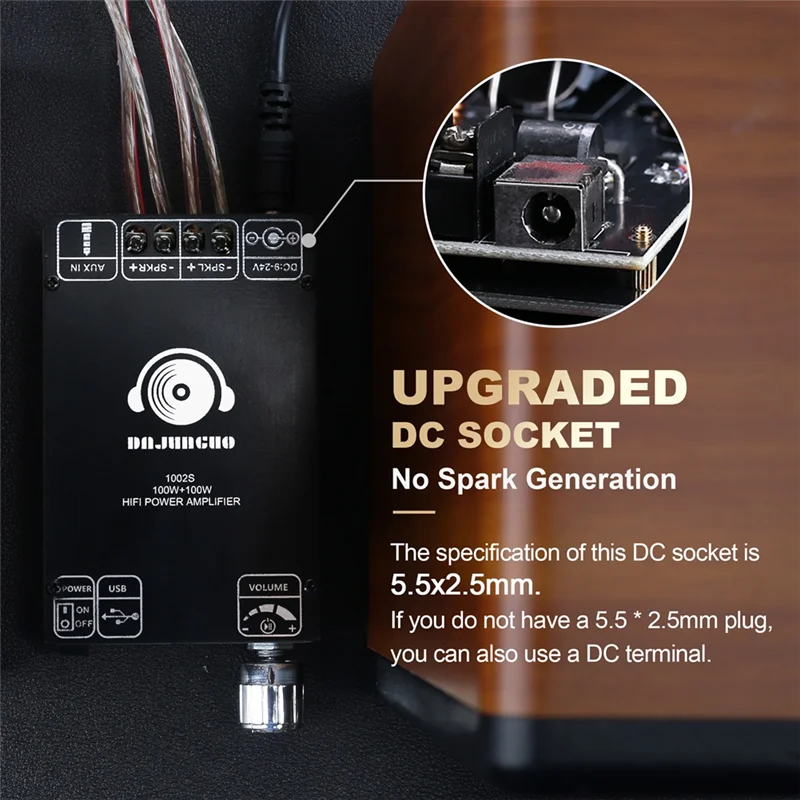 【Получшие предложения】Плата усилителя Bluetooth ZK-1002S 100 Вт + 100 Вт, 12-24 В, широкий вход напряжения, поддерживает входной аудиомодуль USB 3,5 мм