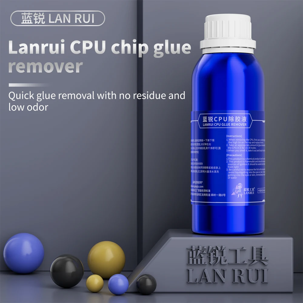 Lanrui Środek do Usuwania Kleju z Chipów CPU 250ml Ekologiczny do Bezpiecznego Usuwania Czarnego Kleju z Chipów CPU w Telefonach Komórkowych Narzędzie do Naprawy