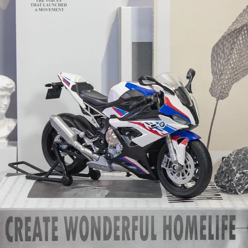 نموذج دراجة سباق نارية BMW S1000RR ، سبيكة ، محاكاة ، ممتص صدمات ، تجميع ، سيارة لعبة ، هدية للأطفال ،