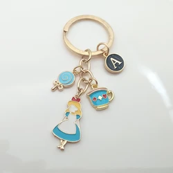 Beautiful and cute lollipop keychain A-Z letter enamel pendant lollipop keychain cartoon princess keychain girl accessories