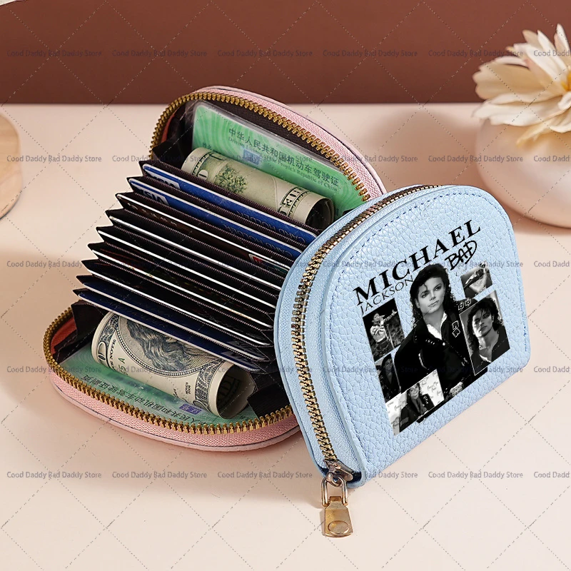 The King of Pop Michael Jackson MJ Pattern Print Wallet Women Outdoor Cardholder Shell Shape Coin Purse Dating Moneybag Gift
