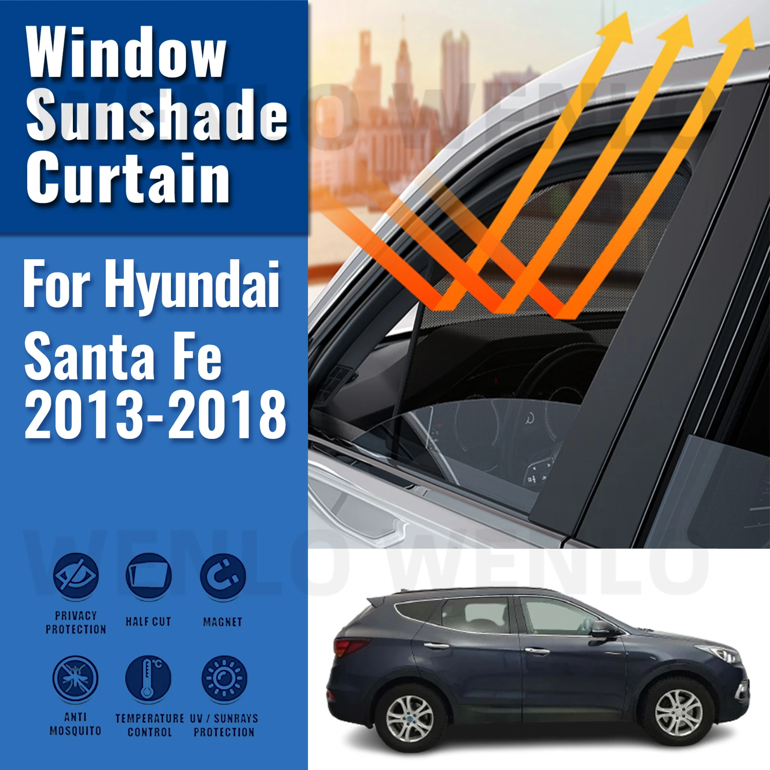 

For Hyundai Santa Fe DM SantaFe 2013-2018 Magnetic Car Sunshade Customized Side Window Curtain Sun Shield Visor Front Windshield