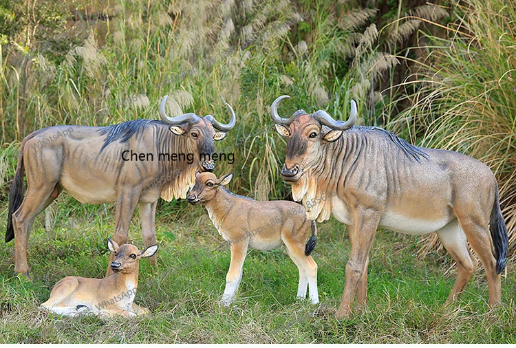FRP sculpture model simulation wildebeest ornament large animal outdoor park lawn landscape landing