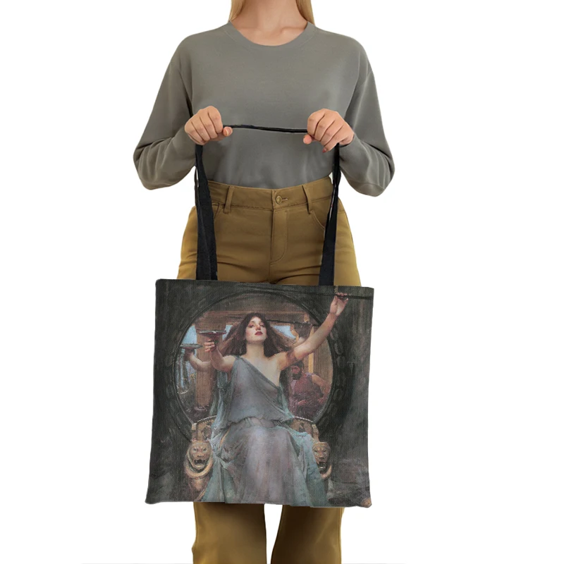 Famous Oil Painting By John William Waterhouse Print Tote Bags Soul of The Rose Women Handbags Ladies Canvas Shoulder Bag