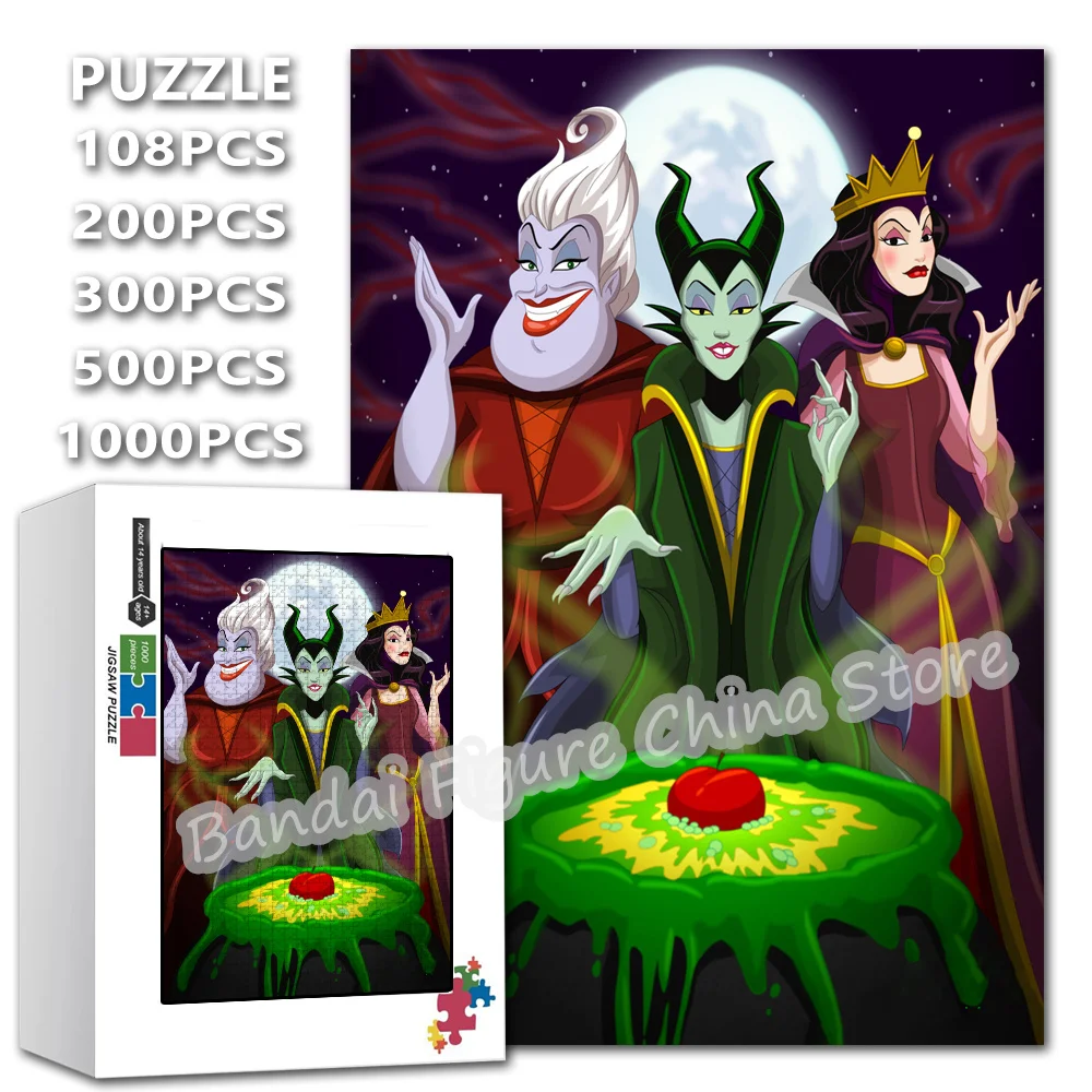 

Коллекция головоломок Disney Villain Witch, головоломка с мультяшным принтом, 108/200/300/500/1000/1500 шт., развивающие игрушки, подарки