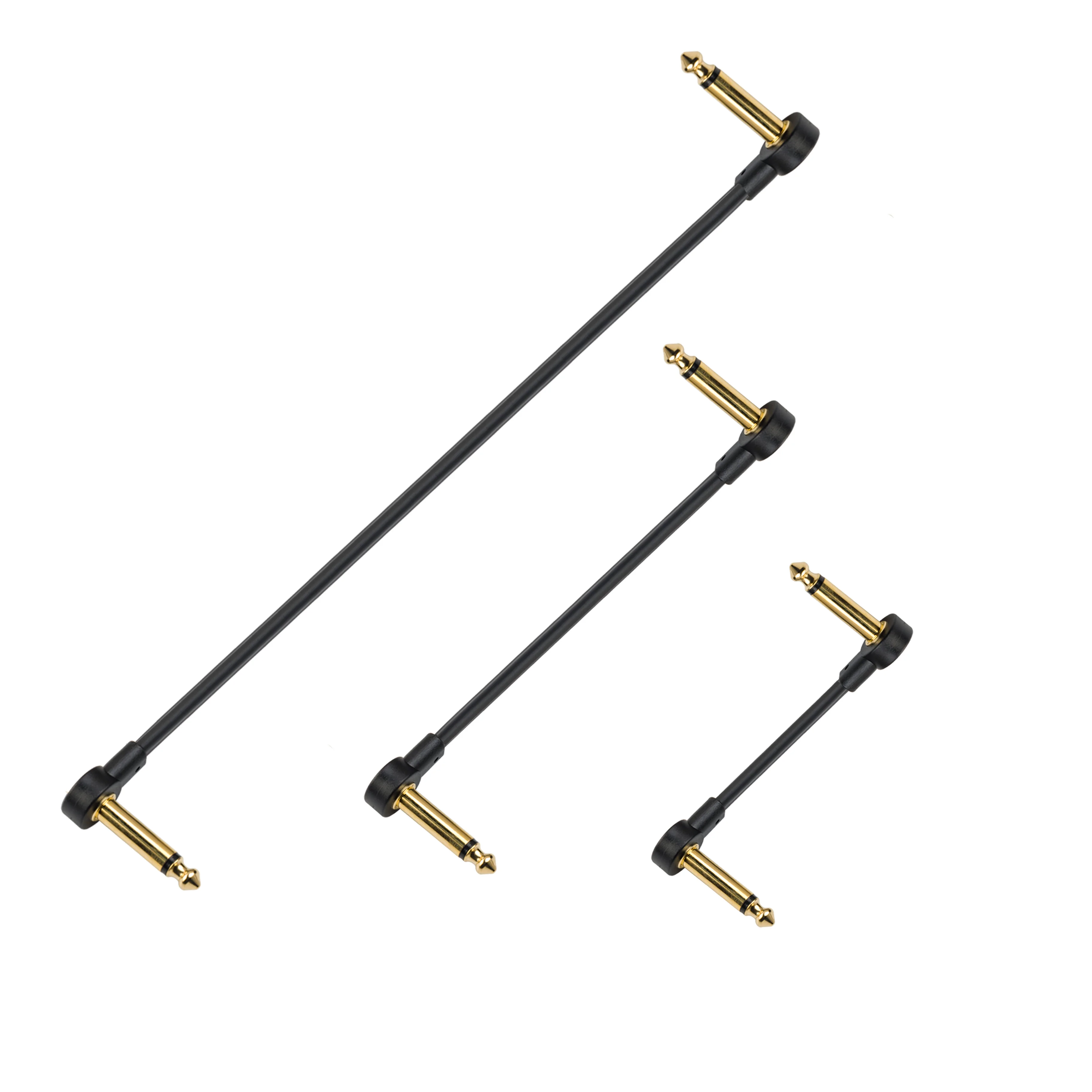 Pro-C Gold Audio 6.35mm Mono Right Angle Plug Instrument Flat Patch Pedal Cable for Instrument Guitar Bass Effects Pedalboard