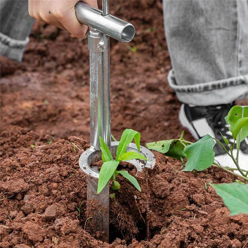 أداة زراعة لمبة AB15 من الفولاذ المقاوم للصدأ، زرع شتلات الحديقة، أداة زراعة سهلة للبذور والمصباح للزهور والخضروات