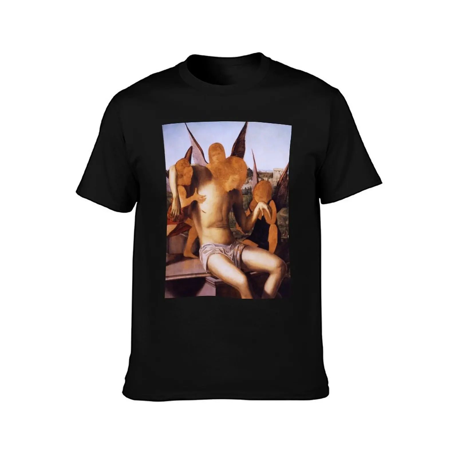 Pieta with Three Angels by Antonello da Messina T-Shirt graphics heavyweights sports fans mens champion t shirts