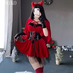Jimiko Sexy Demon Cosplay Costumes Women Devil Girls Uniform Naughty Halloween Cosplay Outfits Christmas Dress Shawl Set witches