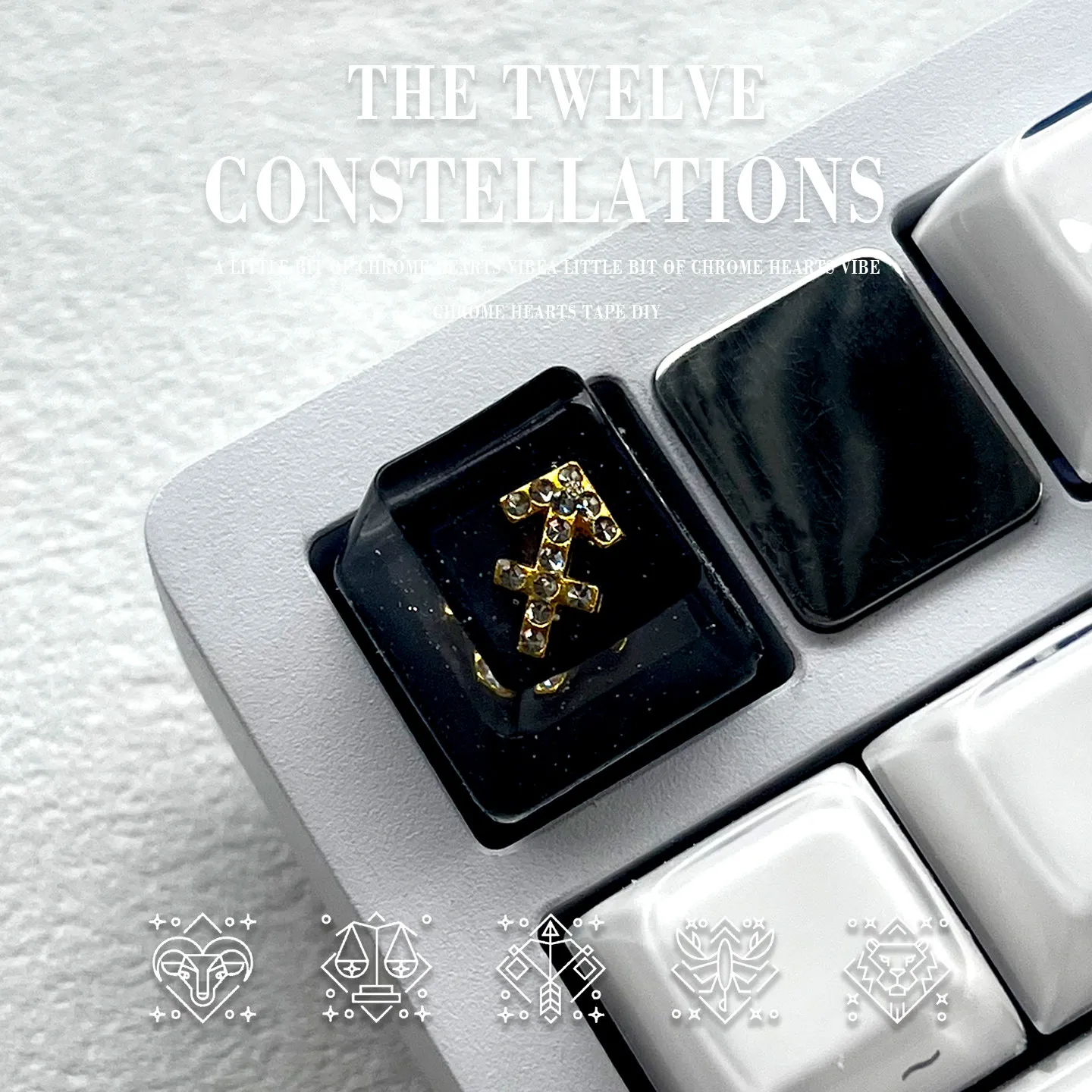 Zodiac Constellation Keycap Drip Glue Personalized Brass Glitter Starry Sky Black Translucent OEMR4 Specification Gift Custom