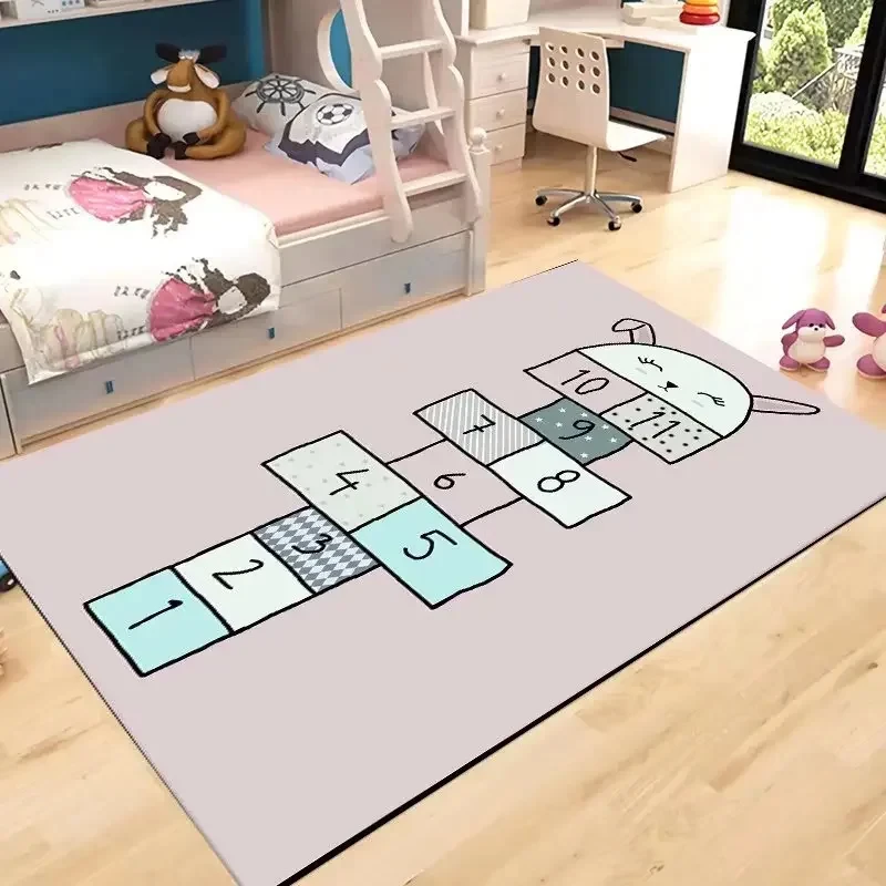 Children\'s Hopscotch Boy Girl Cartoon Game Carpet Living Room Baby Cilming Non-slip Indoor Mat Home Decoration Floor Rug