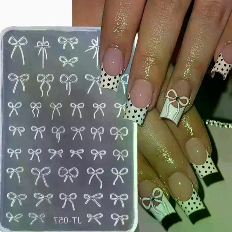 Nail Art Decoration Mold Accessories Ribbon Bowknot Silicone Relief Design 3D DIY Transfer Template Tools