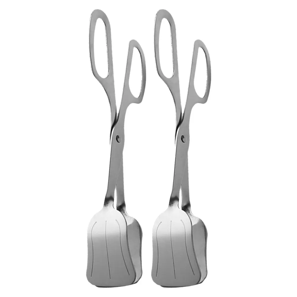 

2Pcs Stainless Steel Food Tongs Mirror Polished Buffet Serving Salad Bread Cake Steak Kitchen Cooking Utensils Non Slip