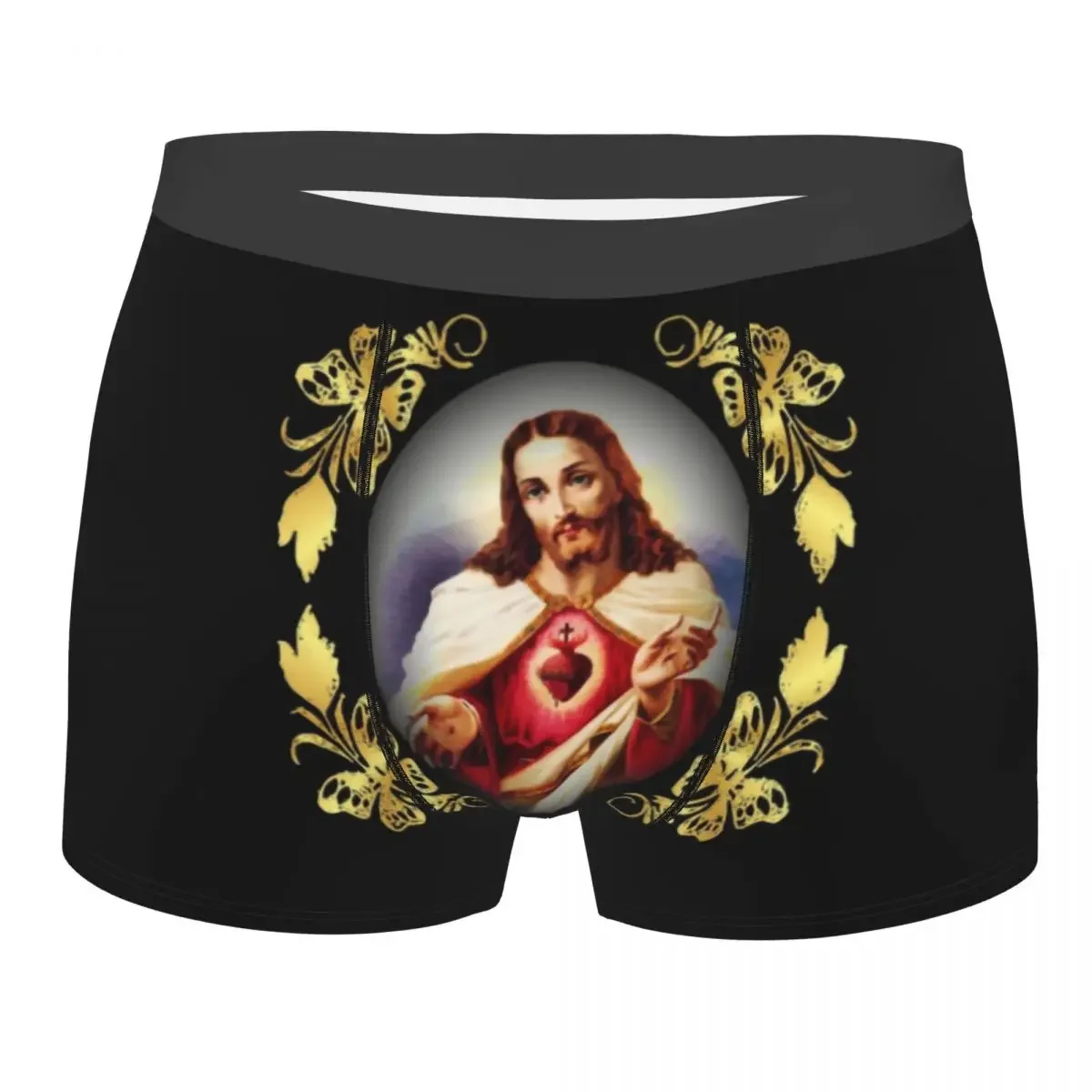 Sacred Heart Of Jesus Catholic Underwear Men Stretch Religion Christian Boxer Briefs Shorts Panties Soft Underpants For Homme