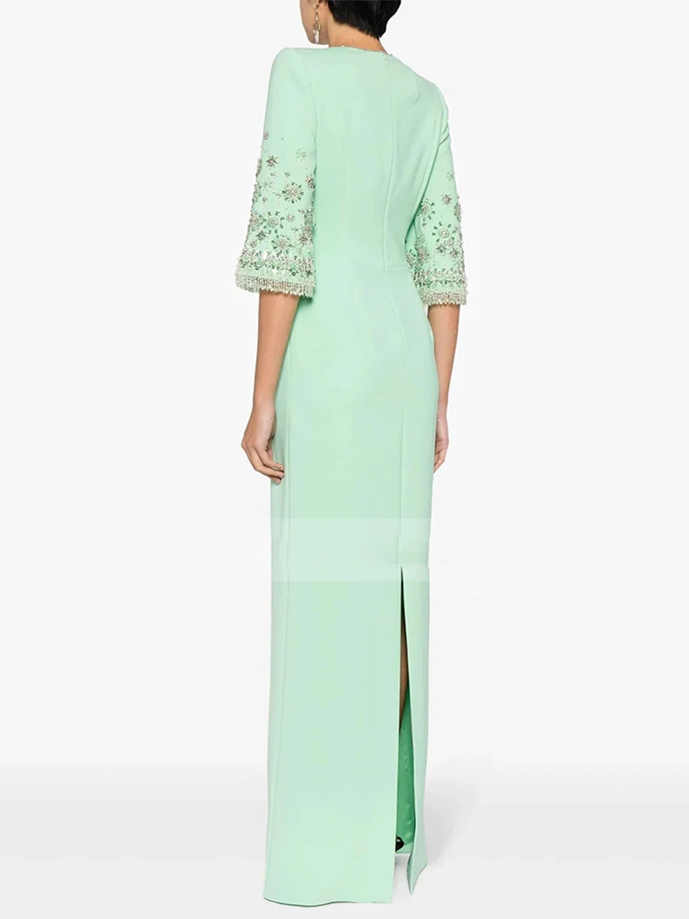 Modphy 2026 New Arrivals Summer Fashion Heavy Industry Beaded Diamond Slim Maxi Dress Women's Half Sleeve Female Vestidos
