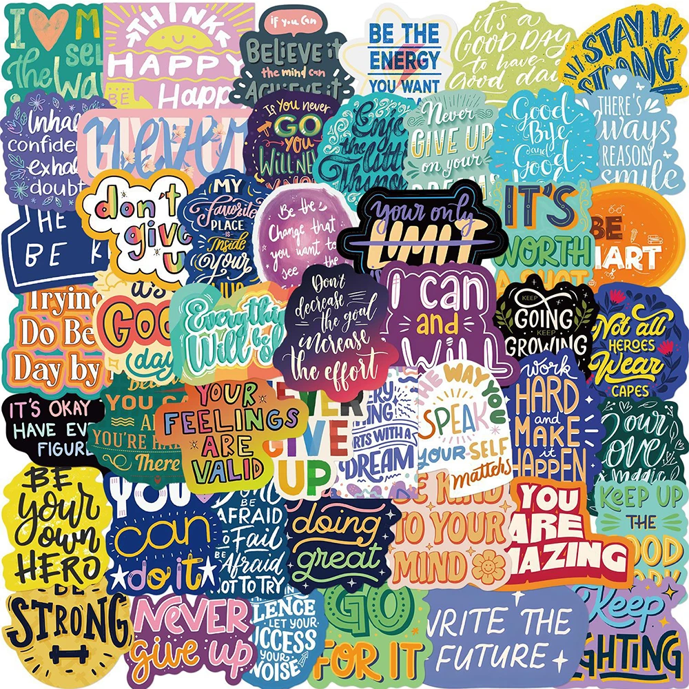 10/30/50pcs Funny Colorful Inspirational Phrases Stickers Decals DIY Notebook Phone Suitcase Diary Cute Cartoon Sticker Packing