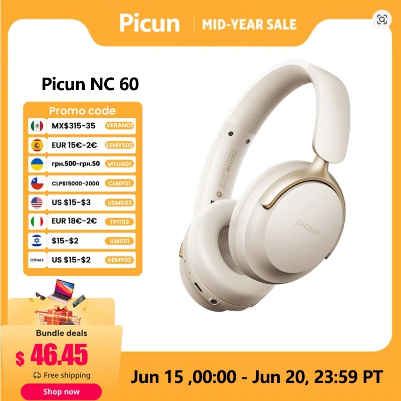 picun-nc60-anc-wireless-bluetooth-54-headphone-48db-hybrid-active-noise-cancellation-headsets-40mm-driver-80h-playtime-earphone